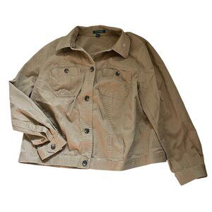 Lauren Ralph Lauren Womens Beige Cotton Button-Up Jacket